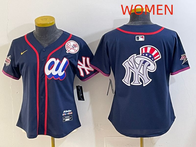 Women 2025 New York Yankees Blank Drak Blue All star Nike MLB Jersey style 09->women mlb jersey->Women Jersey